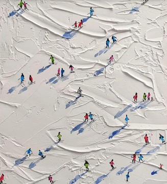 Esquiador en la montaña nevada Arte de la pared Deporte Blanco Nieve Esquí Decoración de la habitación por Knife 04 Pinturas al óleo